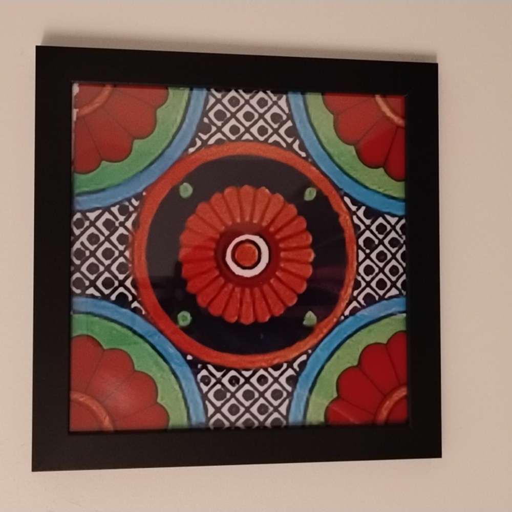 Colorful Geometric Wall Art in Black Frame